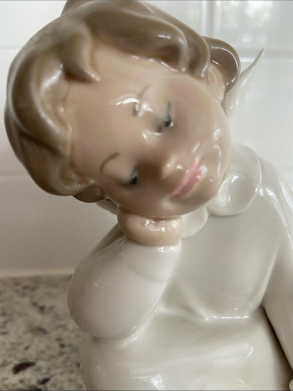 Lladro Porcelain Sleeping Angel Figurine in White and Light Brown - Picture 6 of 9